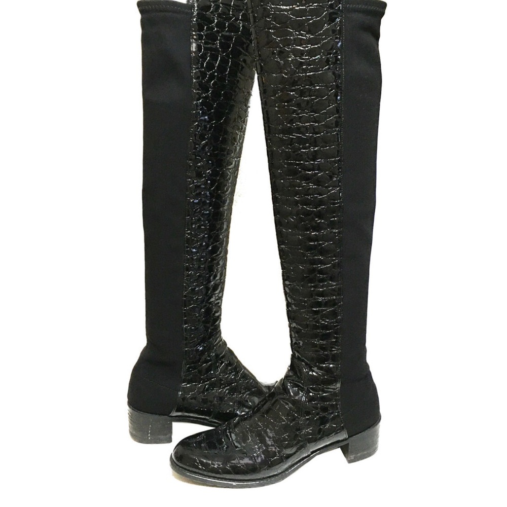 Stuart Weitzman over the knee boot - patent croc